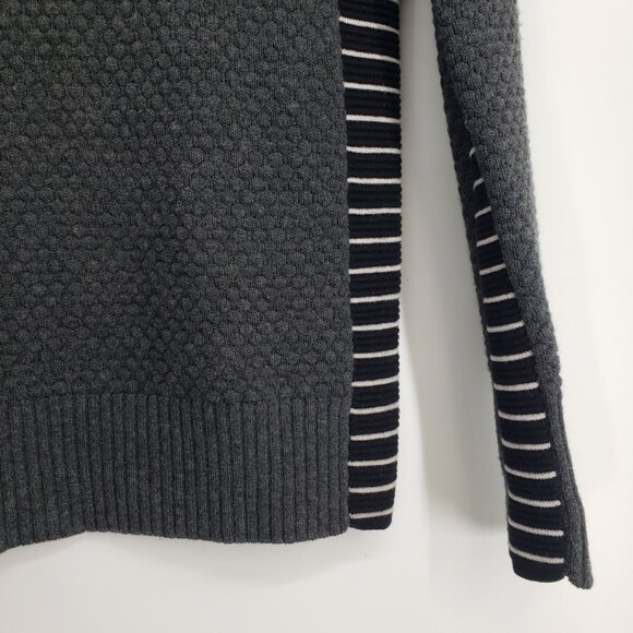 Athleta Merino Wool Turtleneck Sweater XXS Side Striped Textured Charcoal Gray - Picture 6 of 8